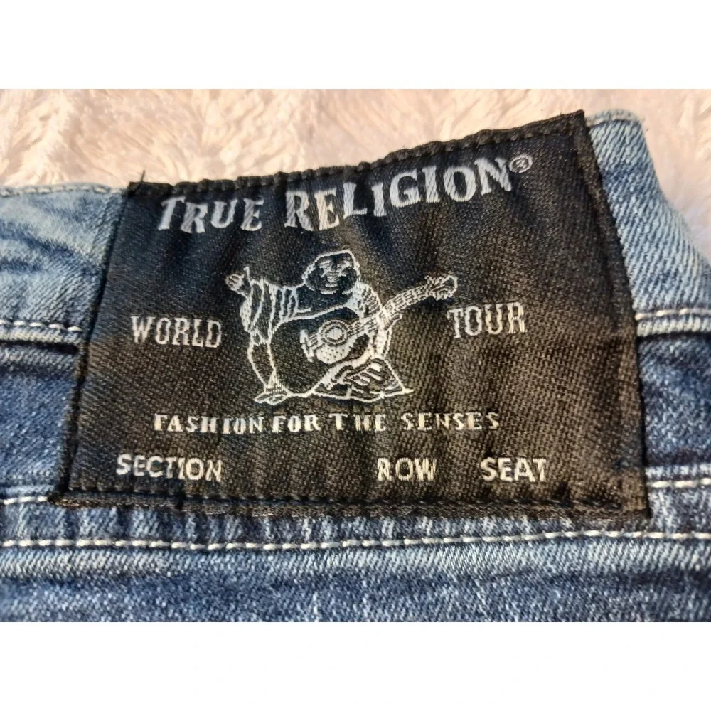 True Religion Rocco Relaxed Skinny Jeans Men's 44x27 Blue Acid Wash Stretch